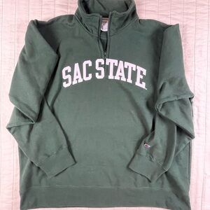 Sac State Champion Men's Green Zip-Up Sweater 2XL